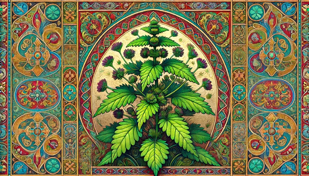 Byzantine-style illustration of a Catnip Plant.