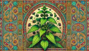 Byzantine-style illustration of a Catnip Plant.