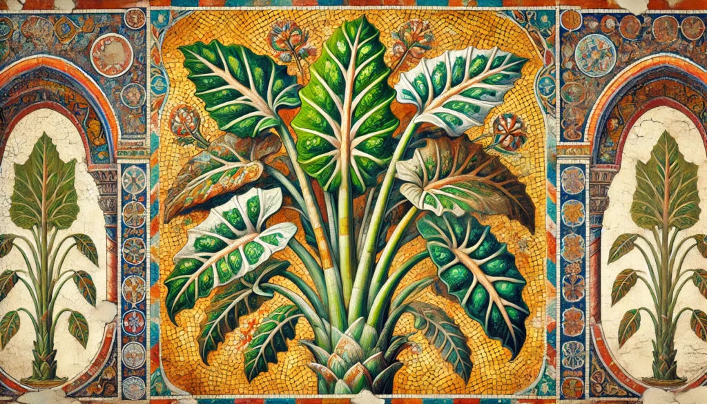 Giant Dumb Cane plant illustrated in Byzantine Art style
