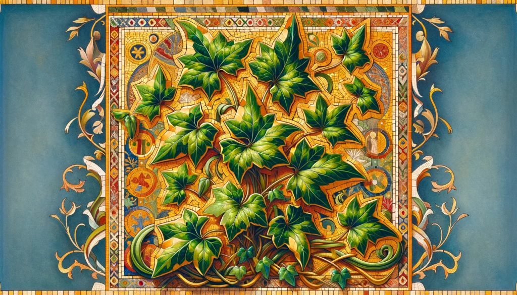 Byzantine art-inspired illustration of Devil’s Ivy