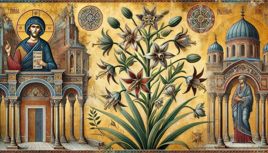 Byzantine Art Style Illustration of an Eastern Star Plant