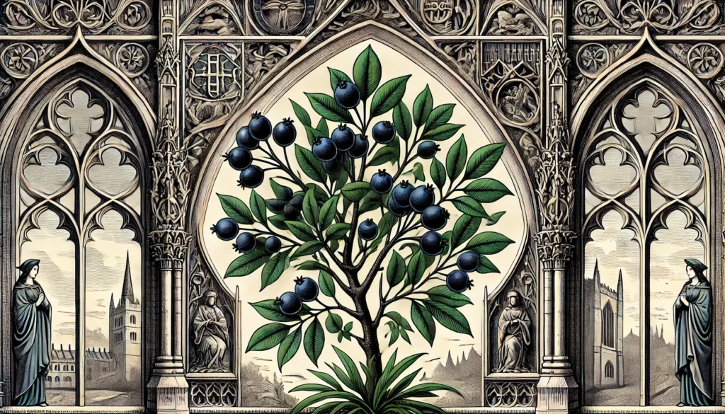 Gothic-style illustration of an Inkberry plant