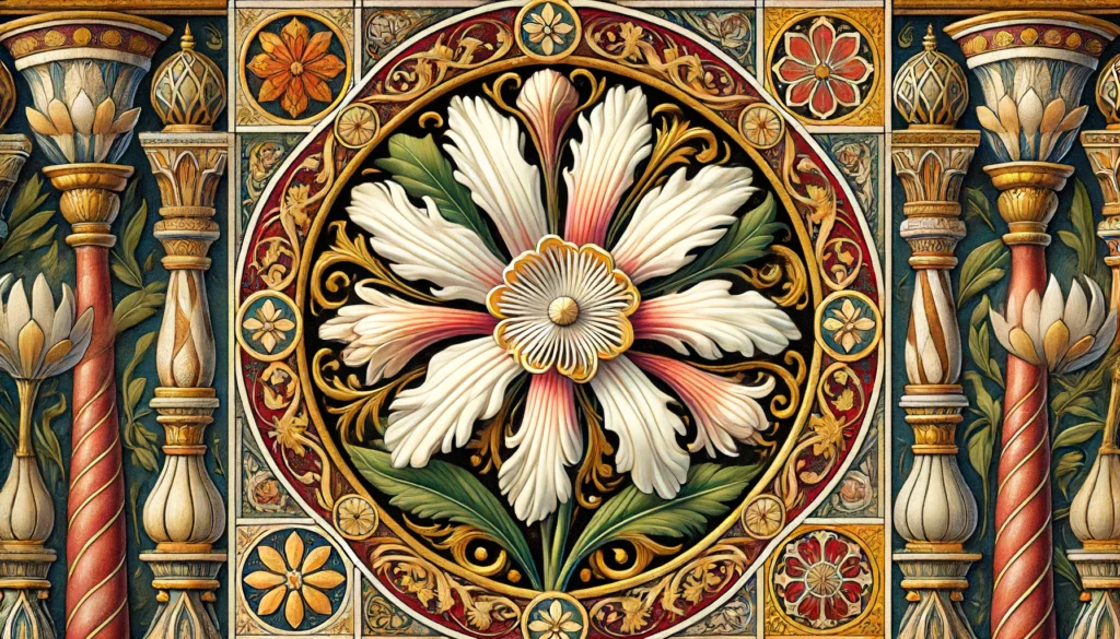 Cape Jasmine flower in Byzantine Art style
