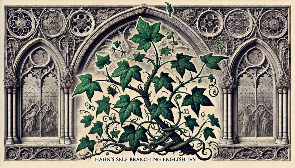 Gothic-style illustration of a Hahn's Self Branching English Ivy plant