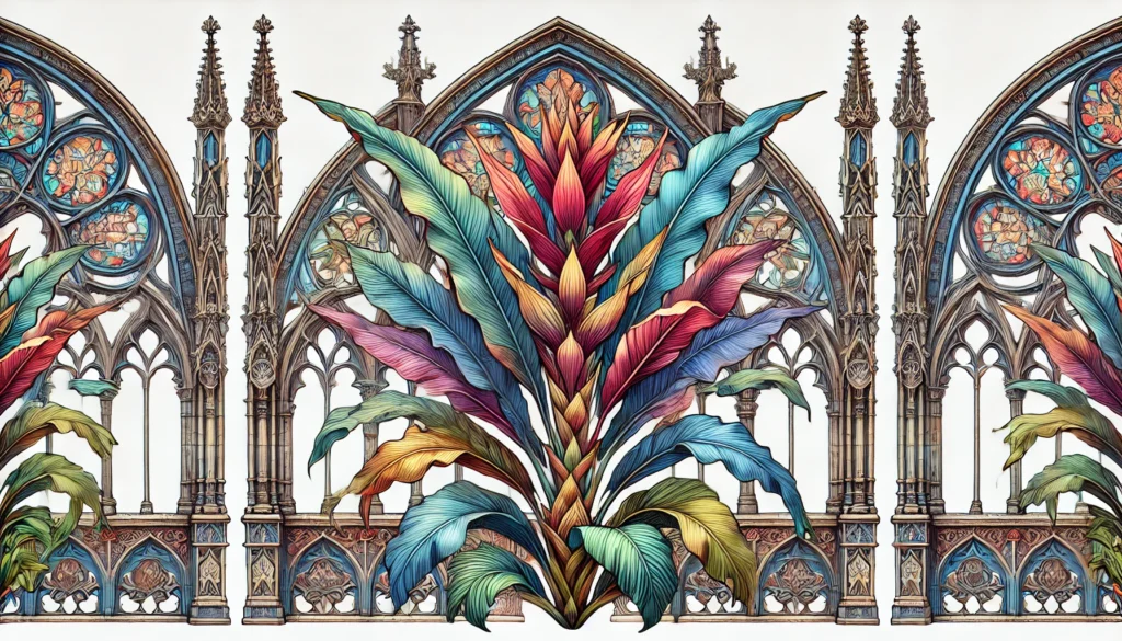 Gothic-style illustration of a Hawaiian Ti plant