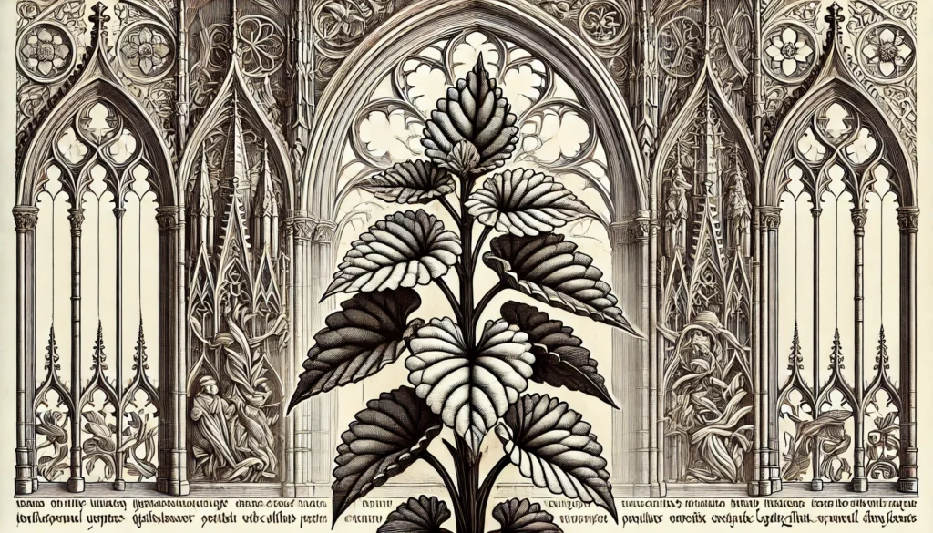 Gothic-style illustration of a Coleus amboinicus plant