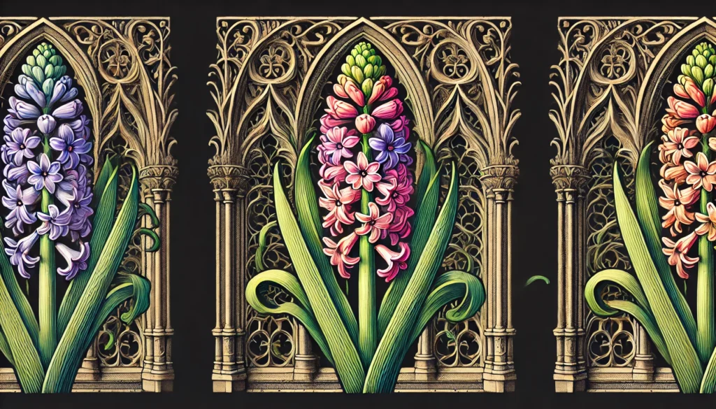 Gothic-style illustration of a Hyacinth plant