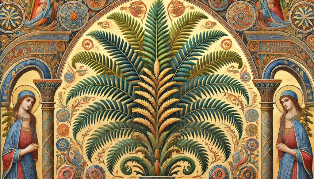 Byzantine-style illustration of Fern Palm plant.