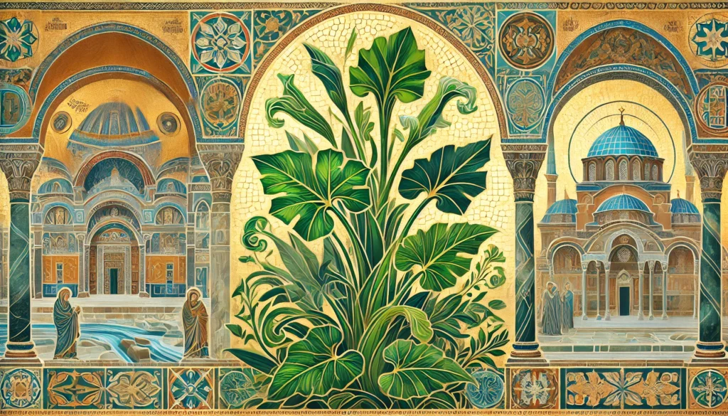 Byzantine-style illustration of a Green Gold Naphthysis plant