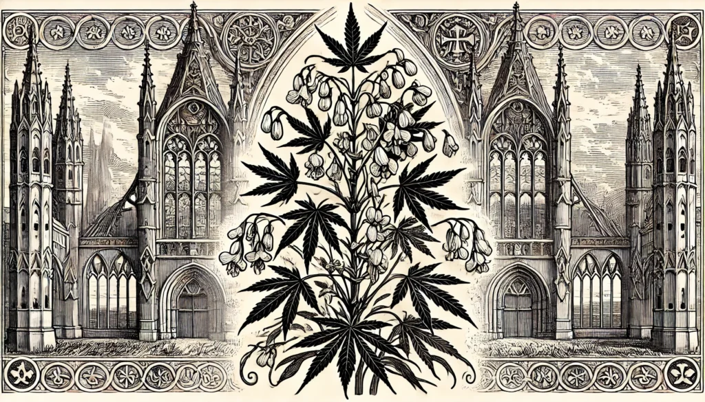 Gothic-style illustration of an Apocynum cannabinum plant